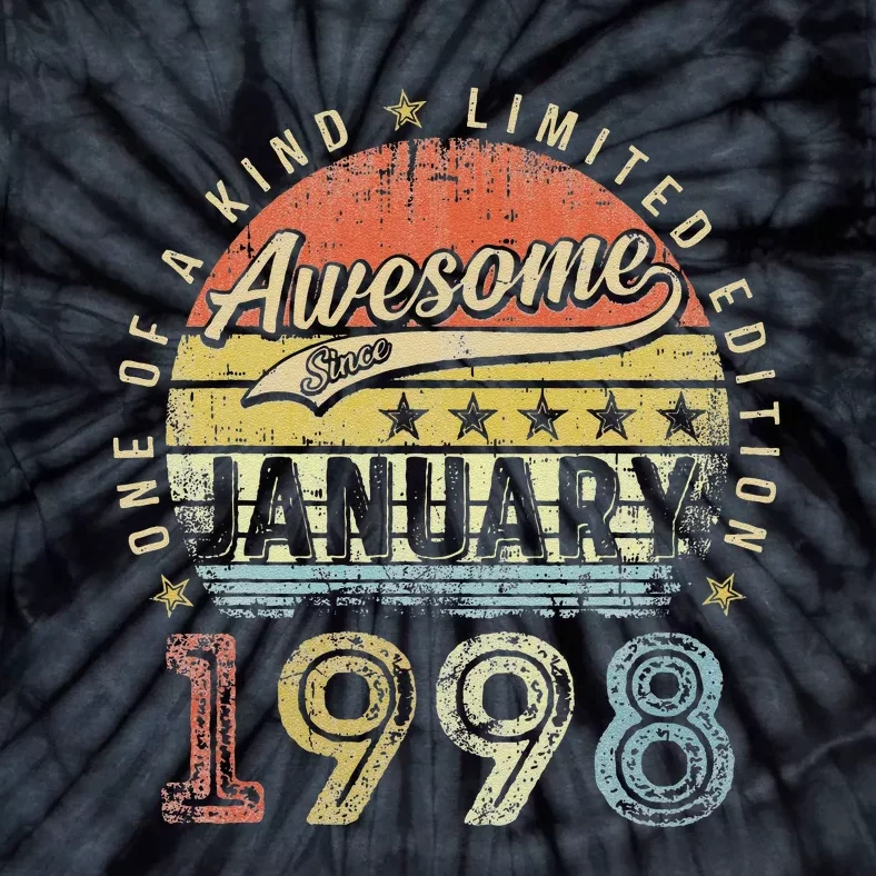 25th Birthday Gift Awesome Since January 1998 25 Year Old Love Tie-Dye T-Shirt