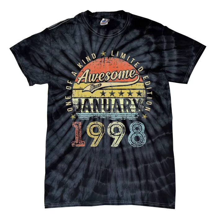 25th Birthday Gift Awesome Since January 1998 25 Year Old Love Tie-Dye T-Shirt