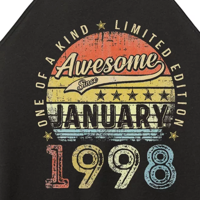 25th Birthday Gift Awesome Since January 1998 25 Year Old Love Women’s Perfect Tri Rocker Tank