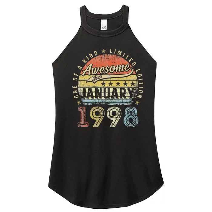 25th Birthday Gift Awesome Since January 1998 25 Year Old Love Women’s Perfect Tri Rocker Tank