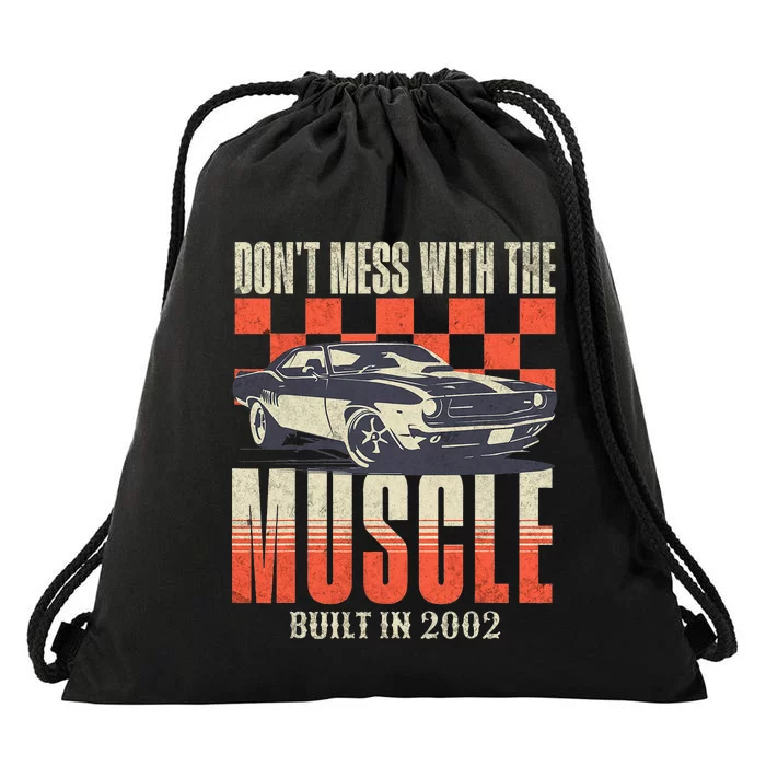 21st Birthday Gift Born 2002 Vintage Muscle Car Drawstring Bag