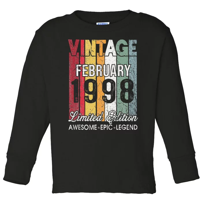 25th Birthday Gift February 1998 Limited Edition 25 Yrs Old Toddler Long Sleeve Shirt