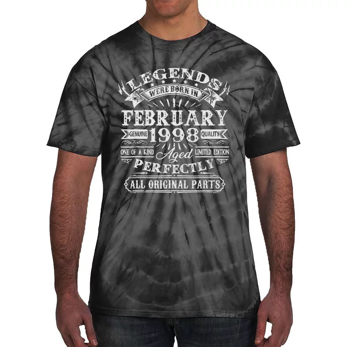 25th Birthday Gift Legends Born In February 1998 25 Year Old Tie-Dye T-Shirt