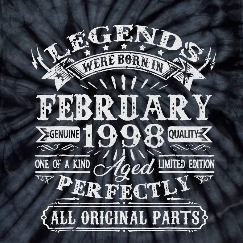 25th Birthday Gift Legends Born In February 1998 25 Year Old Tie-Dye T-Shirt