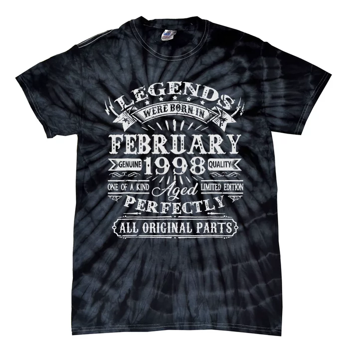 25th Birthday Gift Legends Born In February 1998 25 Year Old Tie-Dye T-Shirt