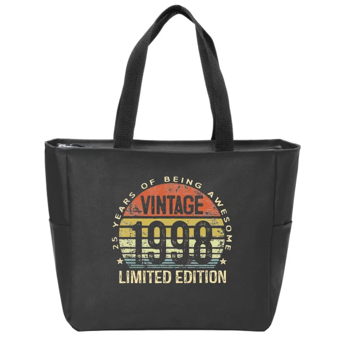 25th Birthday Gifts Women Vintage 1998 25 Year Old Bday Zip Tote Bag