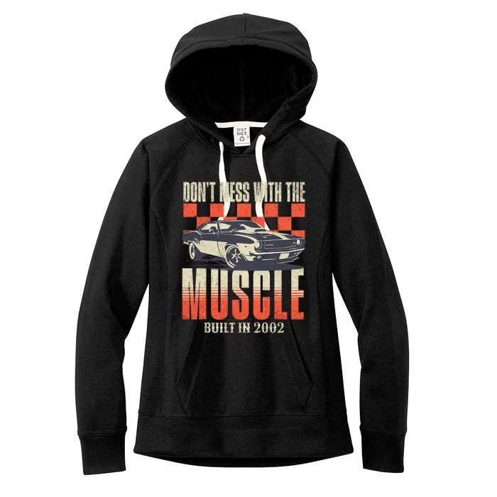 21st Birthday Gift Born 2002 Vintage Muscle Car Women's Fleece Hoodie