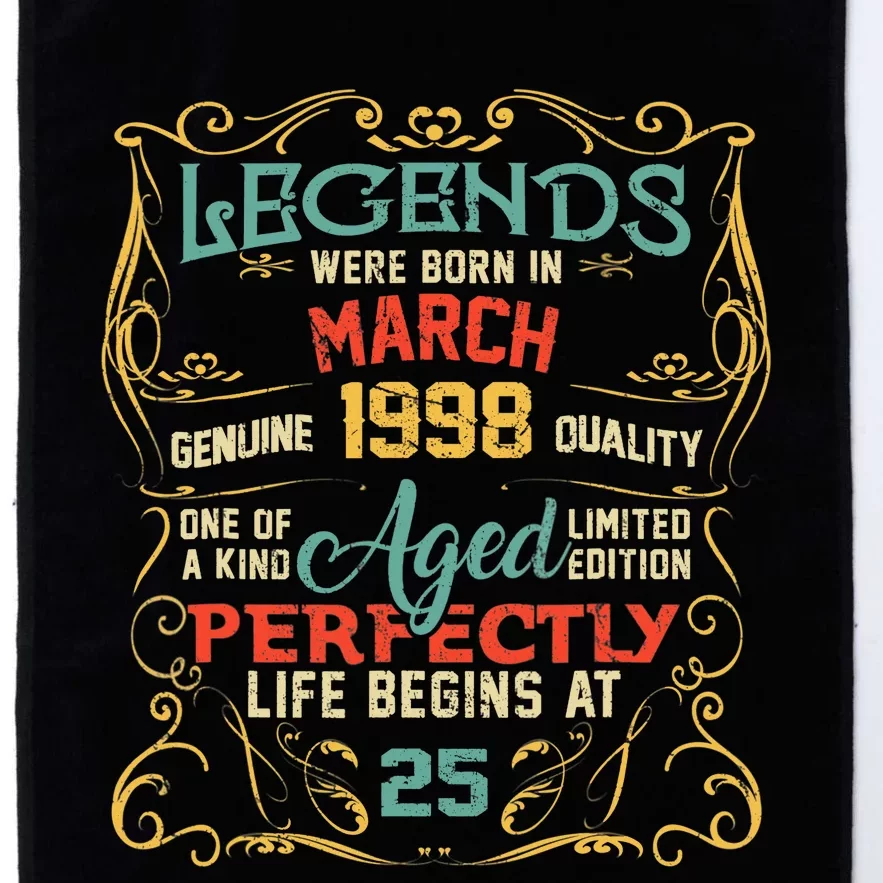 25th Birthday Gift 25 Year Old Legend Since March 1998 Platinum Collection Golf Towel