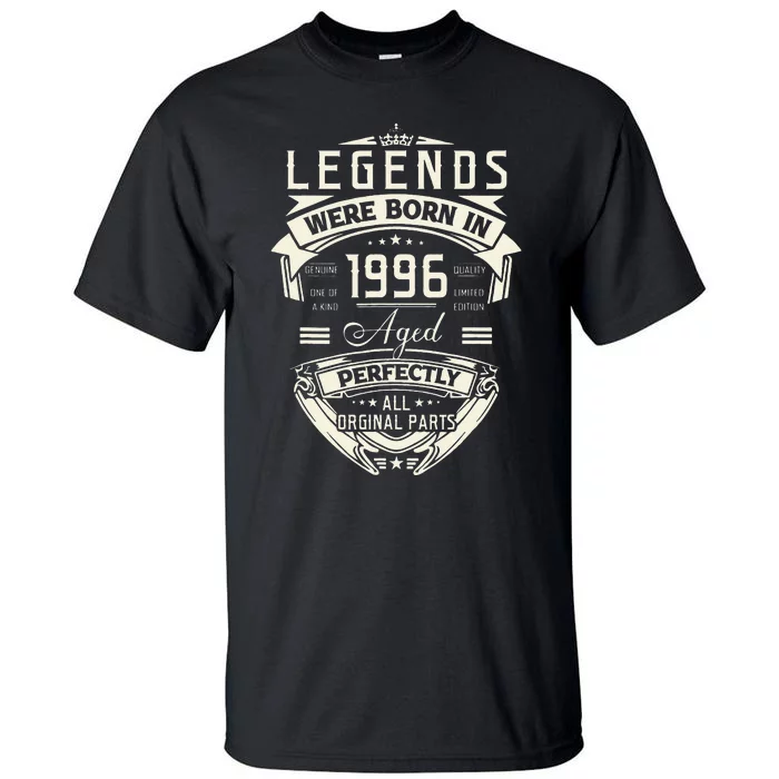 27th Birthday Gift Vintage Legends Born In 1996 27 Years Old Tall T-Shirt