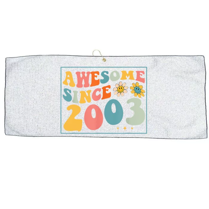 20th Birthday Gifts Awesome Since 2003 20 Years Old Groovy Large Microfiber Waffle Golf Towel