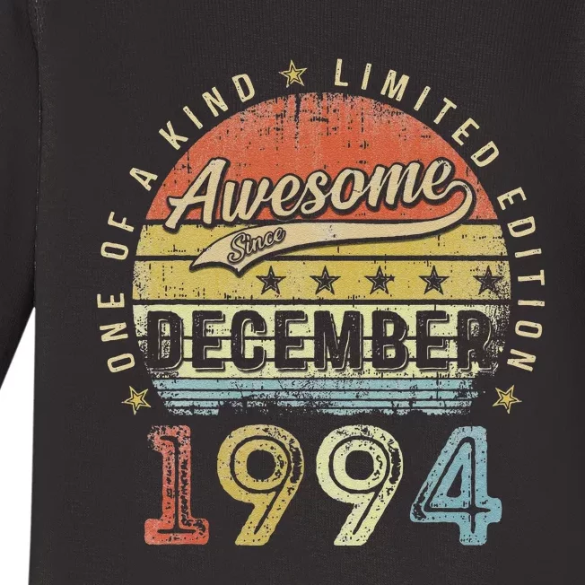 28th Birthday Gift Awesome Since December 1994 28 Year Old Baby Long Sleeve Bodysuit