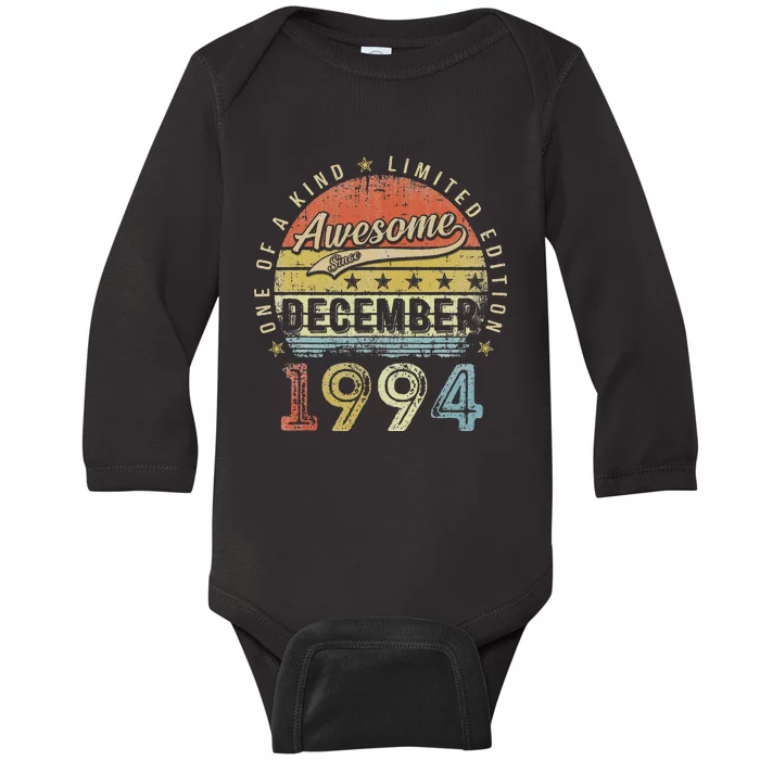 28th Birthday Gift Awesome Since December 1994 28 Year Old Baby Long Sleeve Bodysuit