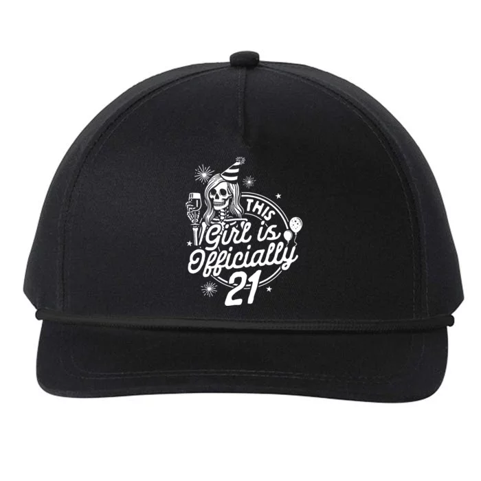 21st Birthday Girl Drinking Party This Girl Is Officially 21 Snapback Five-Panel Rope Hat