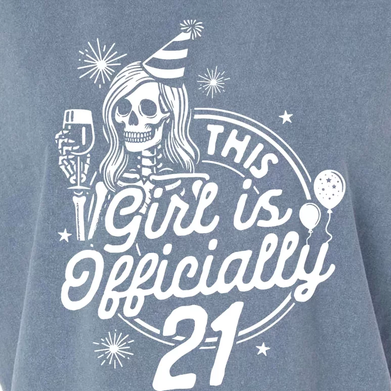 21st Birthday Girl Drinking Party This Girl Is Officially 21 Garment-Dyed Women's Muscle Tee