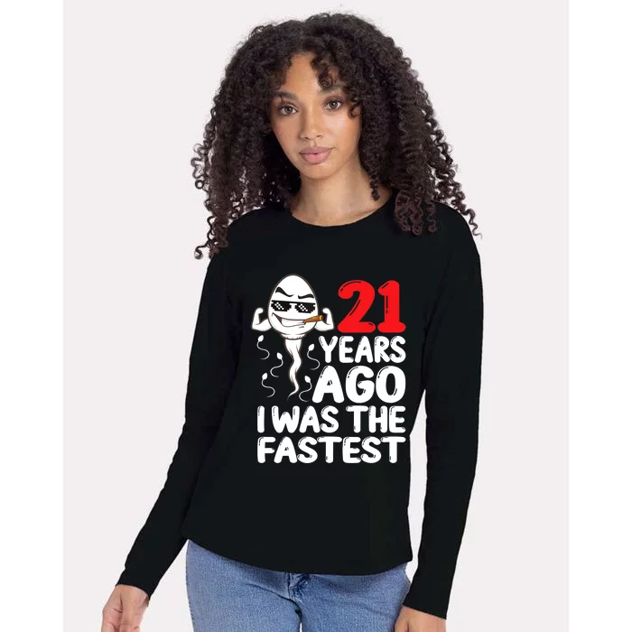 21st Birthday Gag Dress 21 Years Ago I Was The Fastest Funny Womens Cotton Relaxed Long Sleeve T-Shirt