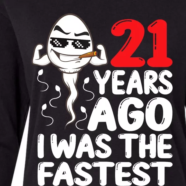 21st Birthday Gag Dress 21 Years Ago I Was The Fastest Funny Womens Cotton Relaxed Long Sleeve T-Shirt