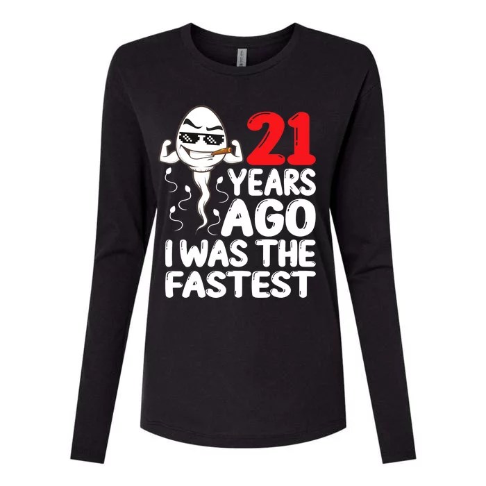 21st Birthday Gag Dress 21 Years Ago I Was The Fastest Funny Womens Cotton Relaxed Long Sleeve T-Shirt