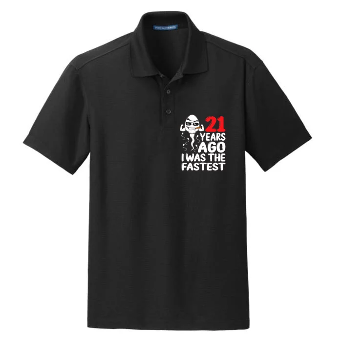 21st Birthday Gag Dress 21 Years Ago I Was The Fastest Funny Dry Zone Grid Performance Polo