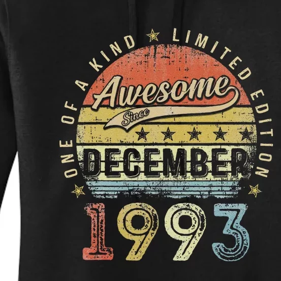 29th Birthday Gift Awesome Since December 1993 29 Year Old Women's Pullover Hoodie