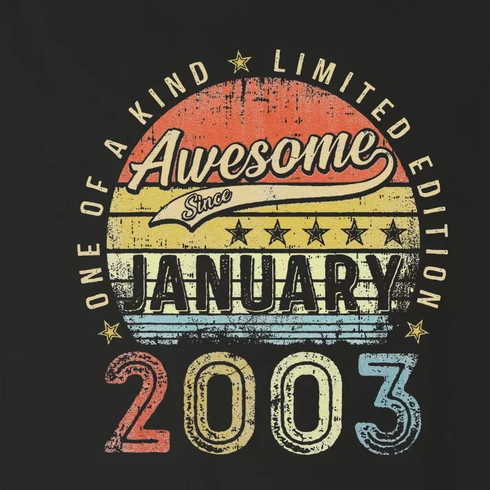 20th Birthday Gift Awesome Since January 2003 20 Year Old Toddler Long Sleeve Shirt