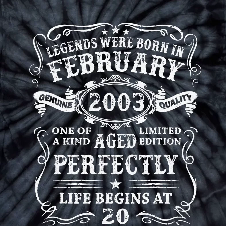 20th Birthday Gift Legends Born In February 2003 20 Year Old Cute Tie-Dye T-Shirt