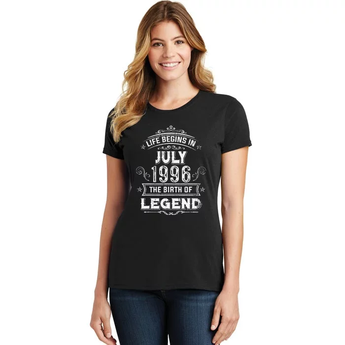 27th Birthday Gifts Vintage July 1996 27 Years Old Women's T-Shirt