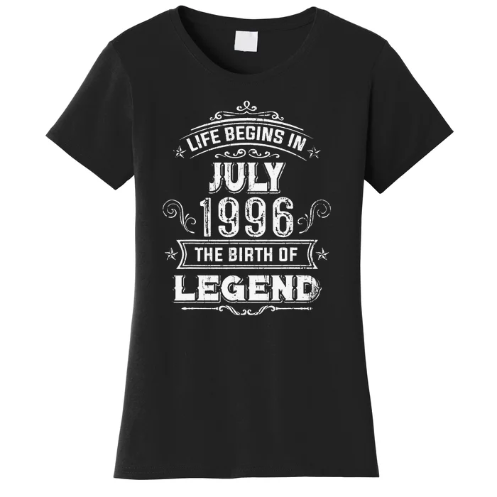 27th Birthday Gifts Vintage July 1996 27 Years Old Women's T-Shirt