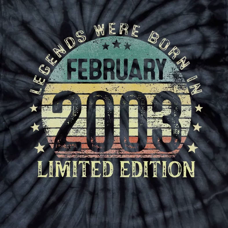 20th Birthday Gift Legends Born In February 2003 20 Year Old Tie-Dye T-Shirt