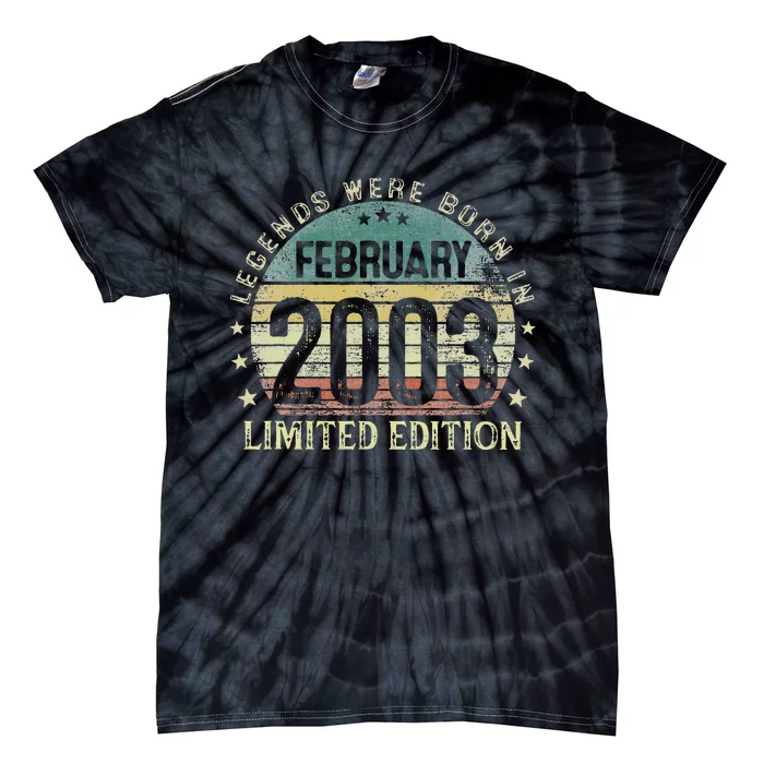 20th Birthday Gift Legends Born In February 2003 20 Year Old Tie-Dye T-Shirt