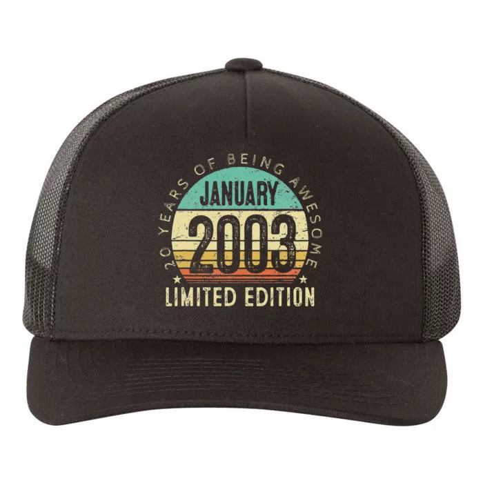 20th Birthday Gift Vintage January 2003 20 Years Old Yupoong Adult 5-Panel Trucker Hat