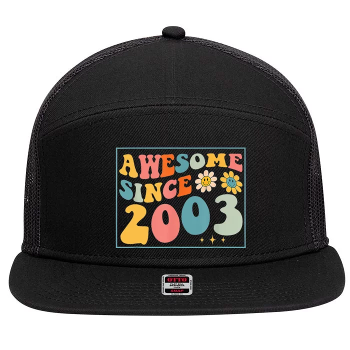 20th Birthday Gifts Awesome Since 2003 20 Years Old Groovy 7 Panel Mesh Trucker Snapback Hat