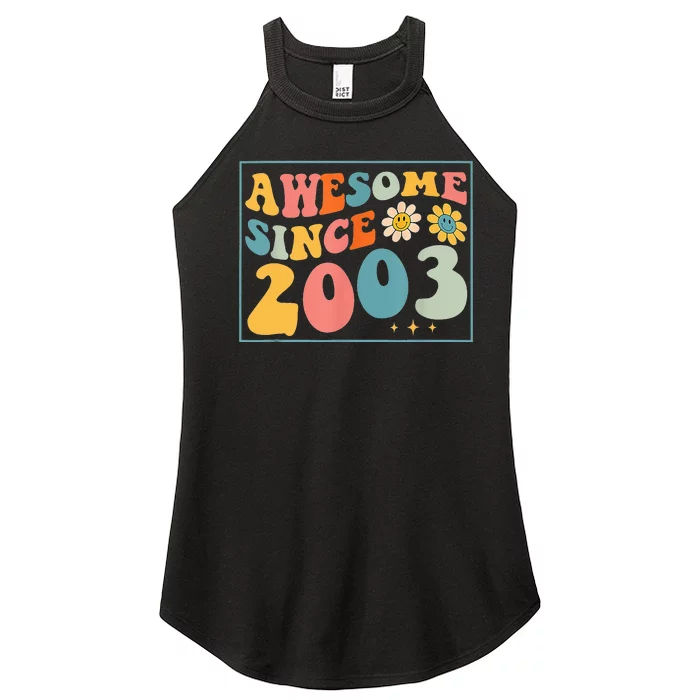 20th Birthday Gifts Awesome Since 2003 20 Years Old Groovy Women’s Perfect Tri Rocker Tank