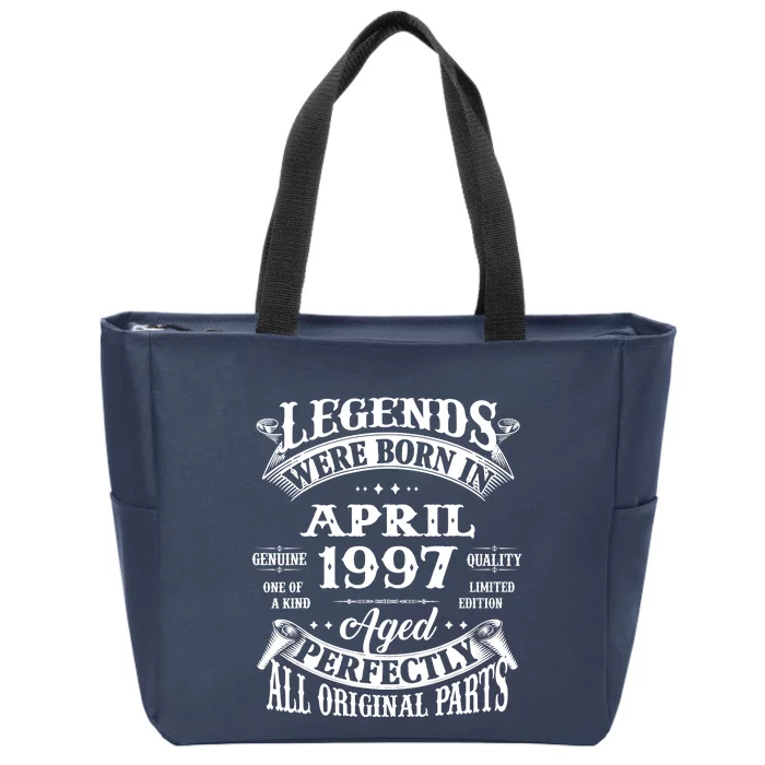 26th Birthday Gift Legends Born In April 1997 26 Years Old Zip Tote Bag