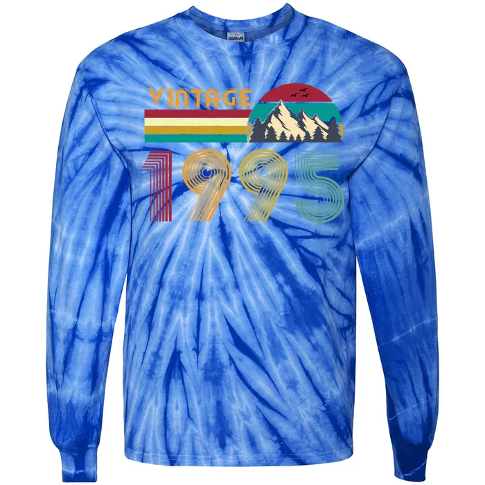 28th Birthday Gift 28 Years Old Retro Vintage 1995 Gift Tie-Dye Long Sleeve Shirt