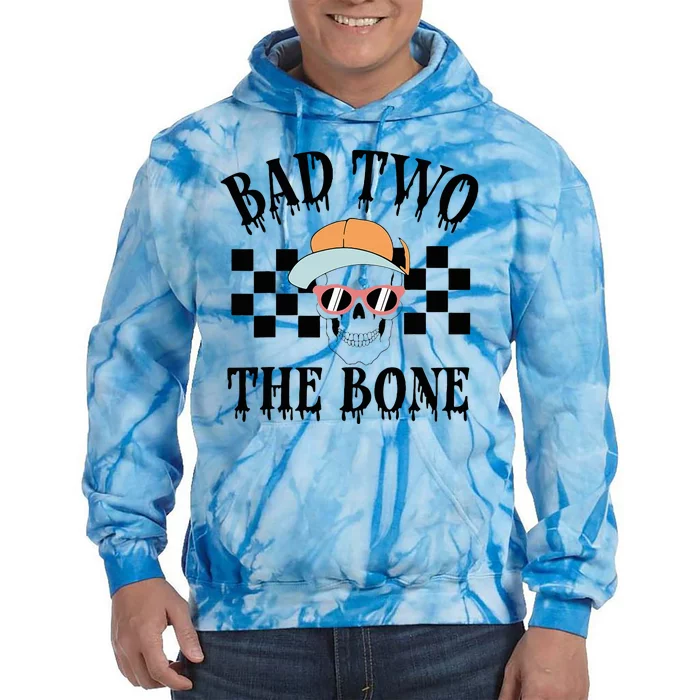 2nd Birthday Halloween Skeleton Boy Bad Two The Bone Tie Dye Hoodie