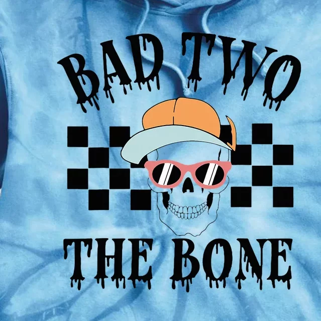 2nd Birthday Halloween Skeleton Boy Bad Two The Bone Tie Dye Hoodie