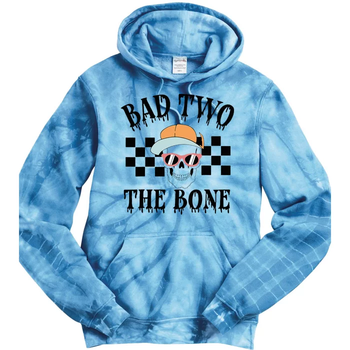 2nd Birthday Halloween Skeleton Boy Bad Two The Bone Tie Dye Hoodie