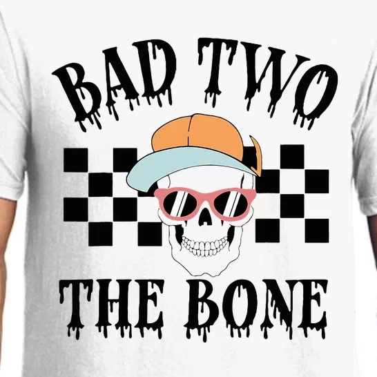 2nd Birthday Halloween Skeleton Boy Bad Two The Bone Pajama Set