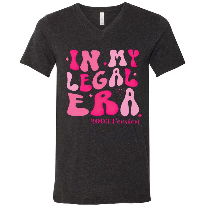 21st Birthday In My Legal Era Turning 21 Birthday Party V-Neck T-Shirt