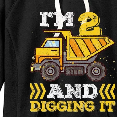 2nd Birthday I'm 2 And Digging It Truck Women's Fleece Hoodie