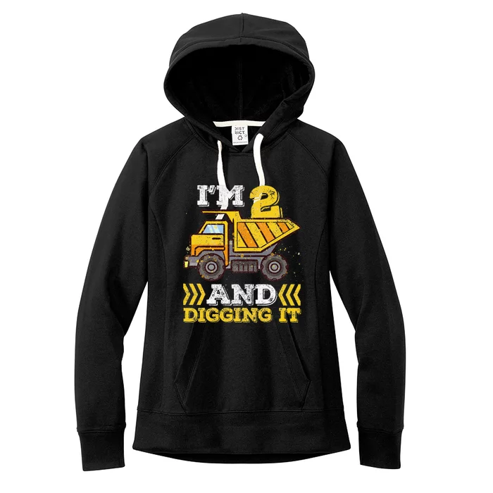 2nd Birthday I'm 2 And Digging It Truck Women's Fleece Hoodie