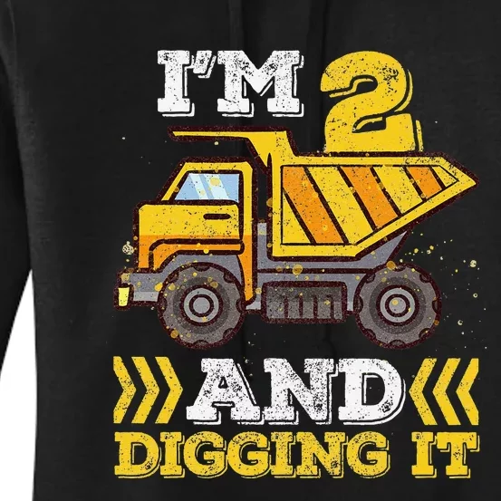 2nd Birthday I'm 2 And Digging It Truck Women's Pullover Hoodie