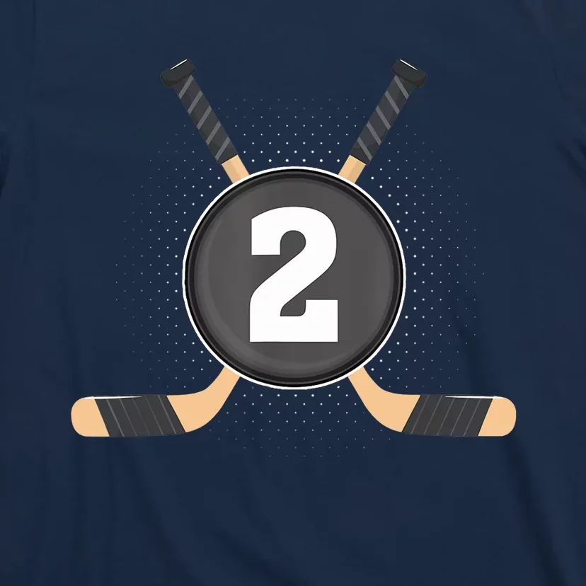 2nd Birthday Ice Hockey 2 Years Old Themed Birthday Party T-Shirt