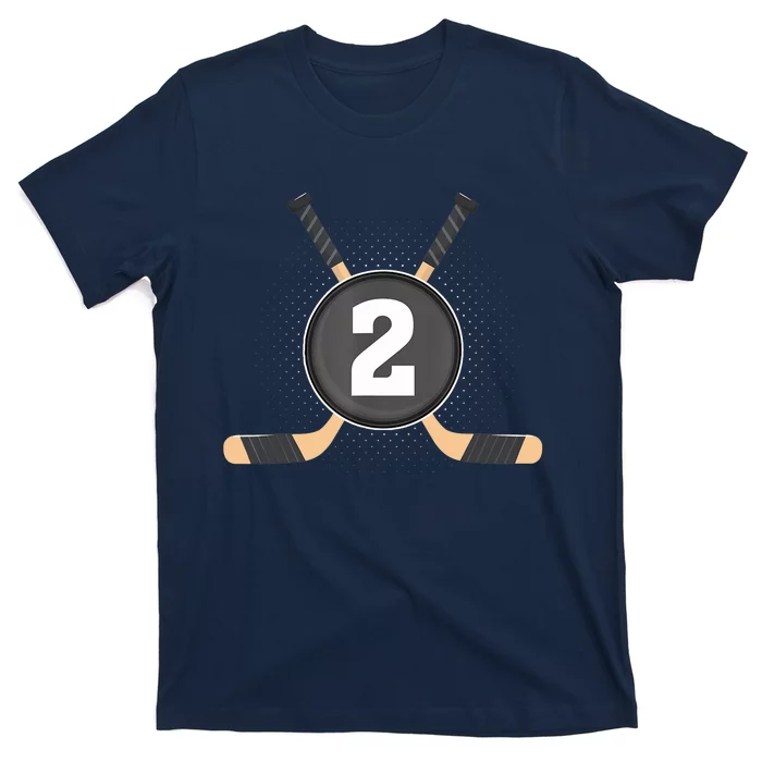 2nd Birthday Ice Hockey 2 Years Old Themed Birthday Party T-Shirt