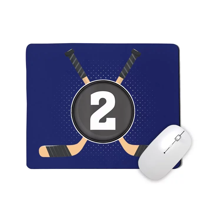 2nd Birthday Ice Hockey 2 Years Old Themed Birthday Party Mousepad