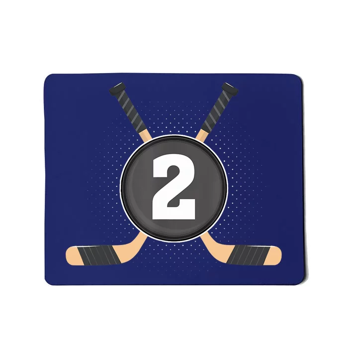 2nd Birthday Ice Hockey 2 Years Old Themed Birthday Party Mousepad