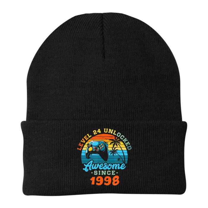 24Th Birthday Level 24 Man 1998 Gaming Knit Cap Winter Beanie