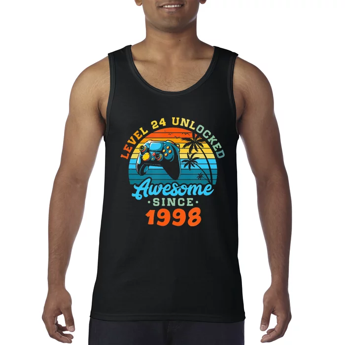 24Th Birthday Level 24 Man 1998 Gaming Tank Top