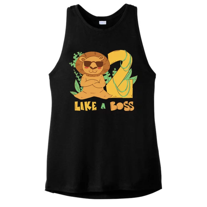 2nd Birthday Like A Boss Lion Cute Gift Ladies Tri-Blend Wicking Tank