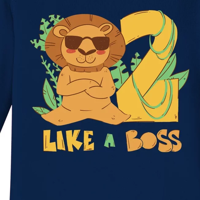 2nd Birthday Like A Boss Lion Cute Gift Baby Long Sleeve Bodysuit